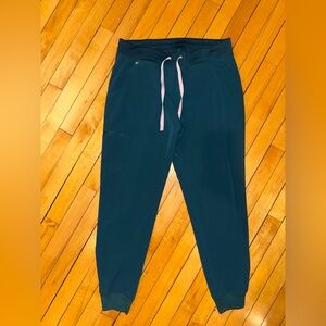 Figs scrub pants joggers teal pink strings excellent size medium